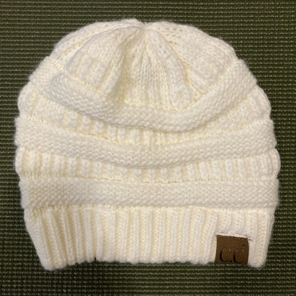 C.C Cable Knit Beanie - Ivory - Picture 2 of 2